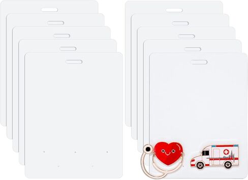 10 Pieces Badge Buddy Pin Holder for Nursing Pins Blank Badge Buddy Tags White Pin Holder Display for Nurse Doctor Student Staff ID Card Medical Pins Display (Horizontal) in Saudi Arabia