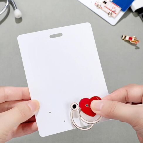 10 Pieces Badge Buddy Pin Holder for Nursing Pins Blank Badge Buddy Tags White Pin Holder Display for Nurse Doctor Student Staff ID Card Medical Pins Display (Horizontal) in Saudi Arabia
