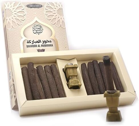 Bakhoor Al Mubarka by SAC - Thick Incense Sticks with Incense Holder | Premium Incense Kit for Positive Vibes & Spiritual Decor | Free Modern Incense Burner Holder | 12 Sticks with Free Holder in Saudi Arabia