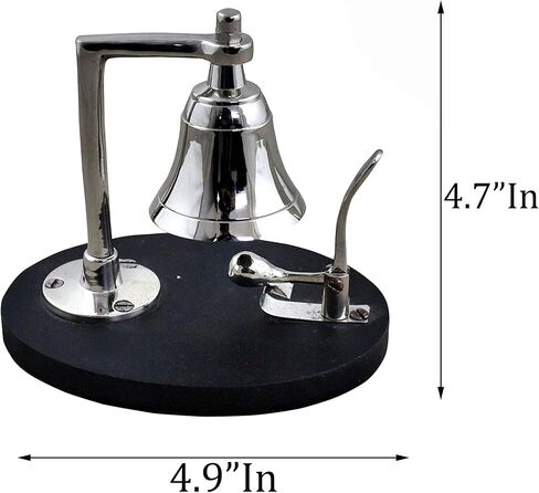 جرس نداء عتيق مصنوع يدويًا مع قاعدة خشبية بتصميم عجلة السفينة، جرس نداء مكتبي، قطر 6.5 بوصة، جرس خدمة للمكتب، الفندق، المطعم، المطبخ (النوع 2) in Kuwait