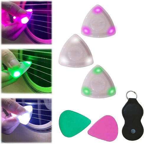 LED Guitar Pick Bass Plectrum 3 pcs Light up Beat Pick Glowing Picks with Lights for Electric Guitar Ukulele in Saudi Arabia