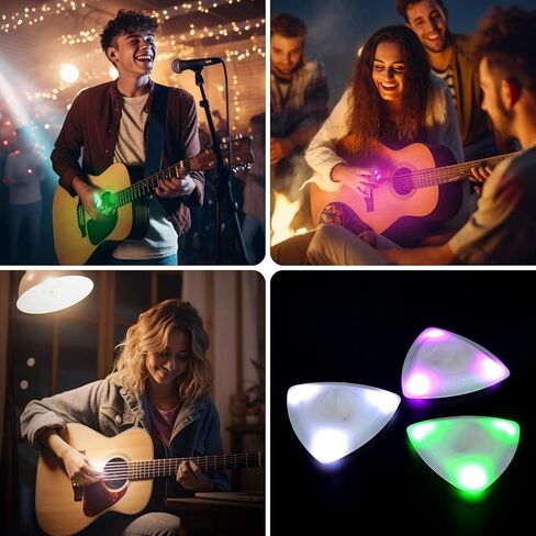 LED Guitar Pick Bass Plectrum 3 pcs Light up Beat Pick Glowing Picks with Lights for Electric Guitar Ukulele in Saudi Arabia