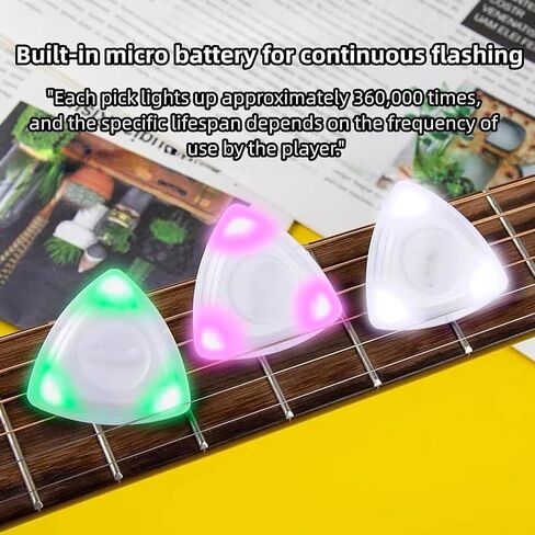 LED Guitar Pick Bass Plectrum 3 pcs Light up Beat Pick Glowing Picks with Lights for Electric Guitar Ukulele in Saudi Arabia