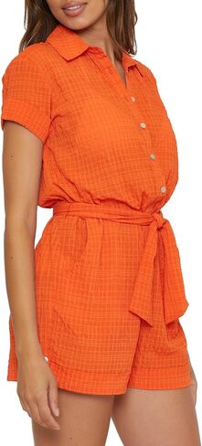 BECCA womens Cabana Short Romper, Collared Button-up, Beach Cover Ups for WomenSwimwear Cover Up in Saudi Arabia