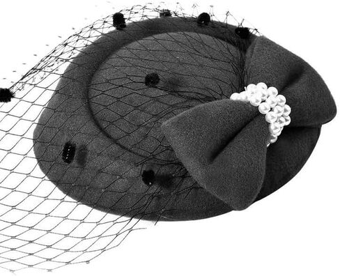 Fascinators Cute Hat Headwear Veil - Classic Pillbox Hat Butterfly Headband Hairpin Hair Accessories in Saudi Arabia