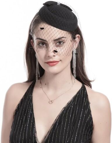 Fascinators Cute Hat Headwear Veil - Classic Pillbox Hat Butterfly Headband Hairpin Hair Accessories in Saudi Arabia