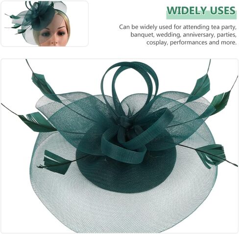 قبعة KALLORY Fascinator، عصابة رأس لحفلات الشاي، قبعة شاش لحفلات الزفاف للنساء (أسود) in Kuwait