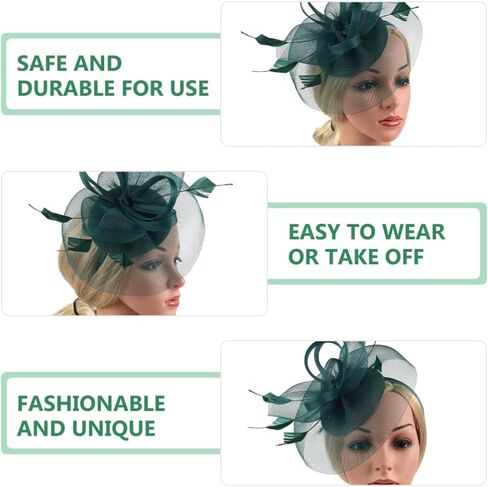 قبعة KALLORY Fascinator، عصابة رأس لحفلات الشاي، قبعة شاش لحفلات الزفاف للنساء (أسود) in Kuwait