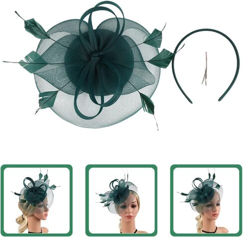 قبعة KALLORY Fascinator، عصابة رأس لحفلات الشاي، قبعة شاش لحفلات الزفاف للنساء (أسود) in Kuwait