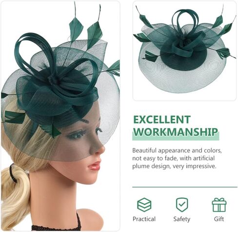 قبعة KALLORY Fascinator، عصابة رأس لحفلات الشاي، قبعة شاش لحفلات الزفاف للنساء (أسود) in Kuwait