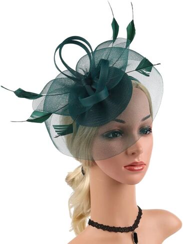 قبعة KALLORY Fascinator، عصابة رأس لحفلات الشاي، قبعة شاش لحفلات الزفاف للنساء (أسود) in Kuwait