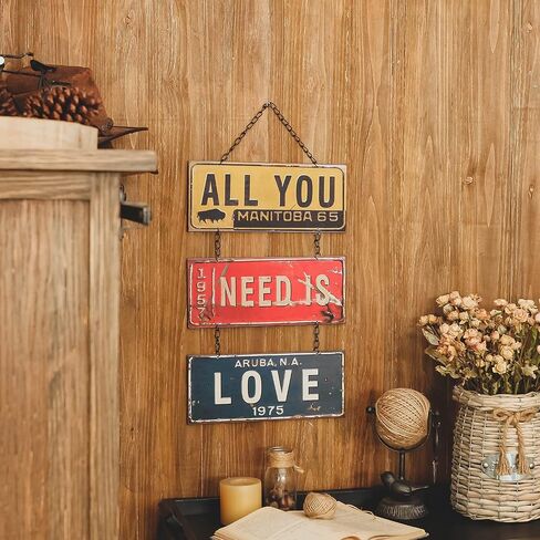 NIKKY HOME كل ما تحتاجه هو الحب المعدني العتيقة لوحة فنية جدارية معلقة لوحة 70s ديكور الغرفة 12 × 19 بوصة in Kuwait