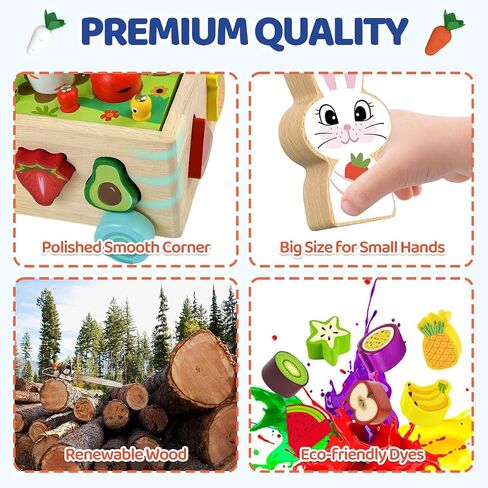 Montessori Toys for 3 4 5 Year Old Wooden Shape Sorting Fine Motor Sensory Toy for Girls Boys Toddler Farm Carrots Harvest Game Preschool Learning Educational Baby Gifts in Saudi Arabia