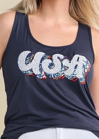 LUKYCILD American Flag Tank Top Women USA Sequin Sleeveless Tee Patriotic Shirt 4th of July Summer Muscle Vest Tops in Saudi Arabia