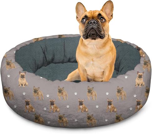 French Bulldog Calming Dog Bed Round Washable Pet Bed Donut Cuddler 20in in Saudi Arabia