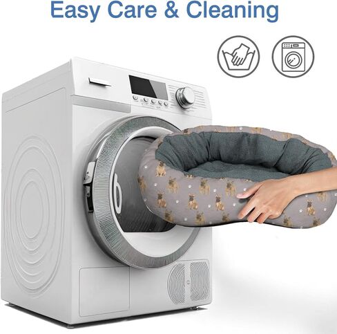 French Bulldog Calming Dog Bed Round Washable Pet Bed Donut Cuddler 20in in Saudi Arabia