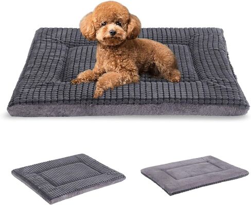 BVAGSS Dog Bed Mat,Reversible Dog Crate Pad, Memory Foam Dog Beds, Soft Warm Pet Cushion for Small Medium Dogs, Washable Pet Sleeping Mattress Kennel Bed Pad XH079 (30''x20''x1.6'',Light Grey) in Saudi Arabia