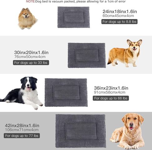BVAGSS Dog Bed Mat,Reversible Dog Crate Pad, Memory Foam Dog Beds, Soft Warm Pet Cushion for Small Medium Dogs, Washable Pet Sleeping Mattress Kennel Bed Pad XH079 (30''x20''x1.6'',Light Grey) in Saudi Arabia
