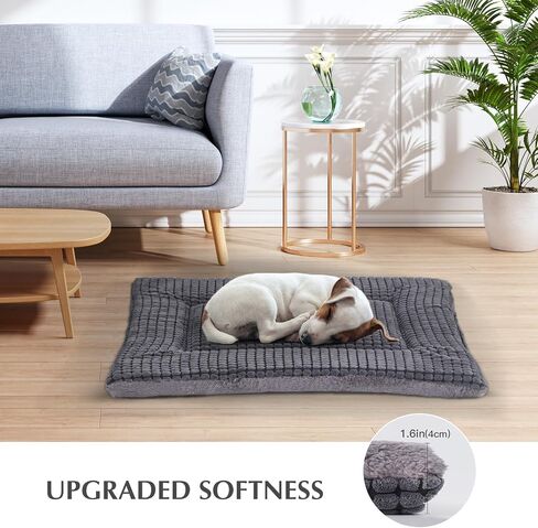 BVAGSS Dog Bed Mat,Reversible Dog Crate Pad, Memory Foam Dog Beds, Soft Warm Pet Cushion for Small Medium Dogs, Washable Pet Sleeping Mattress Kennel Bed Pad XH079 (30''x20''x1.6'',Light Grey) in Saudi Arabia