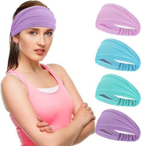 Sukeen Cooling Workout Headbands Women Men, Wide Stretchy Non-Slip Moisture Wicking Hairband, Sports Running Sweat Bands in Saudi Arabia