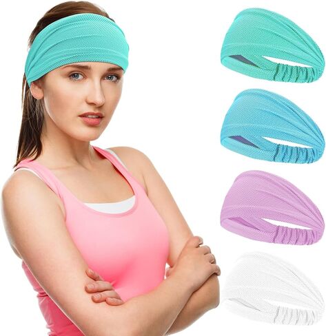 Sukeen Cooling Workout Headbands Women Men, Wide Stretchy Non-Slip Moisture Wicking Hairband, Sports Running Sweat Bands in Saudi Arabia