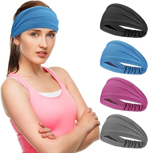 Sukeen Cooling Workout Headbands Women Men, Wide Stretchy Non-Slip Moisture Wicking Hairband, Sports Running Sweat Bands in Saudi Arabia