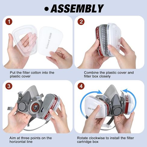 Reusable Respirators Half Facepiece Cover and Anti-Fog Safety Goggle Set Half Face Cover for Painting, Welding, Spraying, Sanding, Against Dust, Chemicals in Saudi Arabia