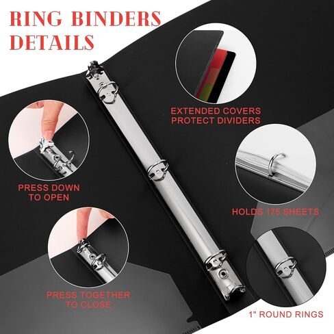 Fulmoon 50 Pcs 1 Inch 3 Ring Binders Bulk with 2 Interior Pockets Round Ring Binders 3 Ring Soft Binder View Binders Holds 175 Sheets Flexible Binder with Clear Cover for Office School (White) in Saudi Arabia