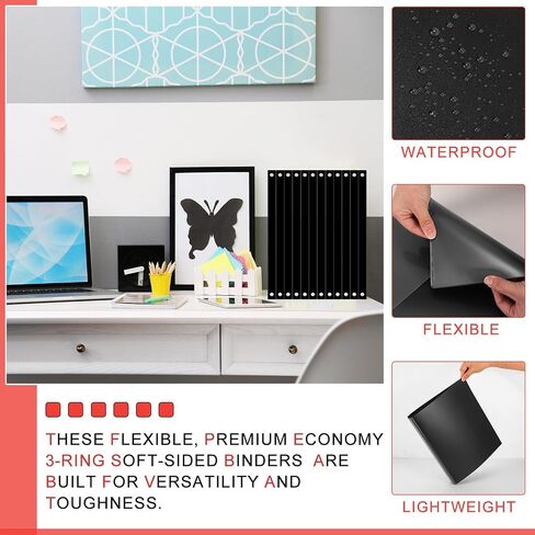 Fulmoon 50 Pcs 1 Inch 3 Ring Binders Bulk with 2 Interior Pockets Round Ring Binders 3 Ring Soft Binder View Binders Holds 175 Sheets Flexible Binder with Clear Cover for Office School (White) in Saudi Arabia