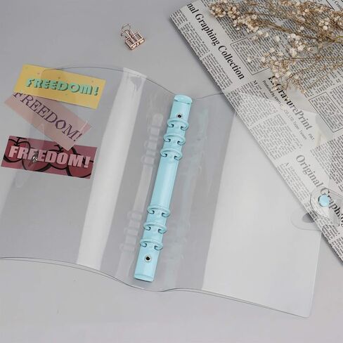 Multibey A5 6-Rings Binder Rings Soft Clear Cover Transparent Shell with Snap Clousure for Spiral Journal Planner DIY Scrapbook Notebook (A6, Pink) in Saudi Arabia