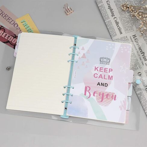 Multibey A5 6-Rings Binder Rings Soft Clear Cover Transparent Shell with Snap Clousure for Spiral Journal Planner DIY Scrapbook Notebook (A6, Pink) in Saudi Arabia
