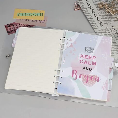 Multibey A5 6-Rings Binder Rings Soft Clear Cover Transparent Shell with Snap Clousure for Spiral Journal Planner DIY Scrapbook Notebook (A6, Pink) in Saudi Arabia