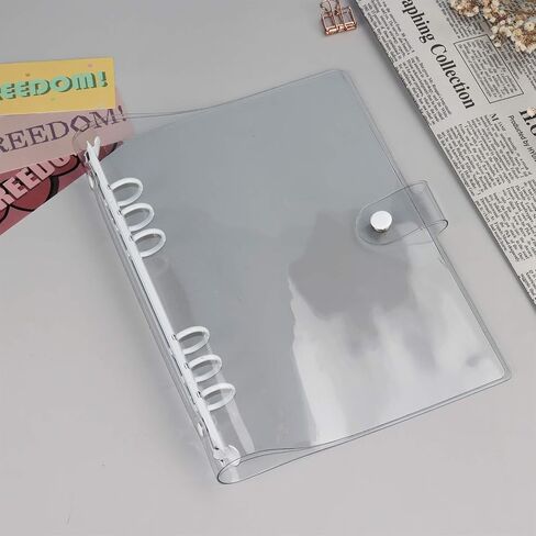Multibey A5 6-Rings Binder Rings Soft Clear Cover Transparent Shell with Snap Clousure for Spiral Journal Planner DIY Scrapbook Notebook (A6, Pink) in Saudi Arabia