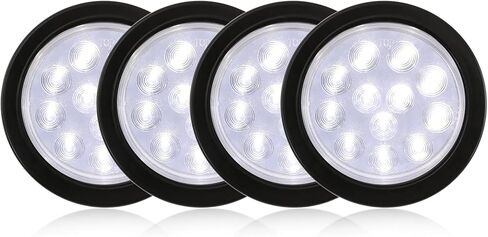 ALAVENTE 4 بوصات بيضاء مستديرة 12 فولت LED مصابيح خلفية للمقطورة إيقاف تشغيل أضواء مقطورة الفرامل لشاحنة RV 4 قطع... in Kuwait