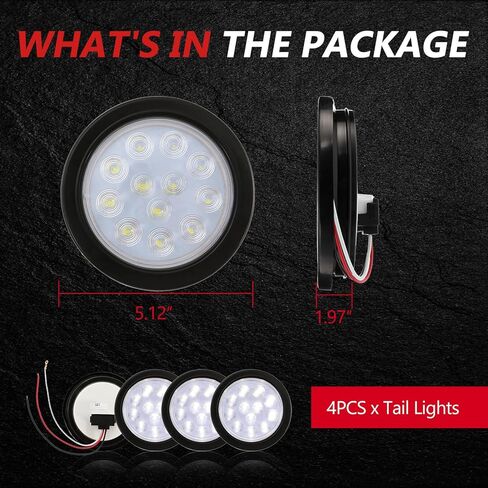 ALAVENTE 4 بوصات بيضاء مستديرة 12 فولت LED مصابيح خلفية للمقطورة إيقاف تشغيل أضواء مقطورة الفرامل لشاحنة RV 4 قطع... in Kuwait