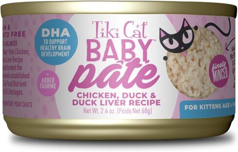Tiki Cat Baby Pate, Wet Cat Food, Chicken, Duck & Duck Liver, 2.4 oz. Cans (Pack of 12) in Saudi Arabia