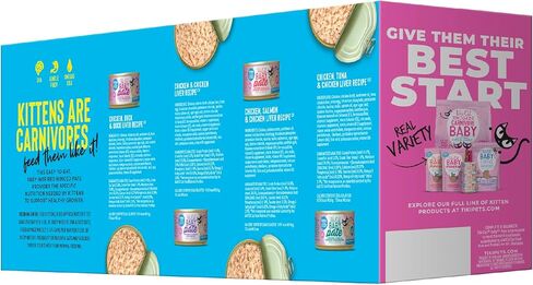 تيكي كات بيبي بات، طعام القطط الرطب، الدجاج، البط وكبد البط، 2.4 أونصة. علب (عبوة من 12) in Kuwait