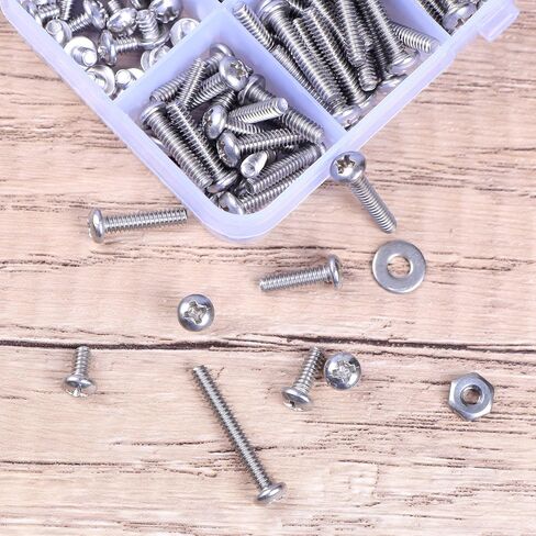 #6-32 UNC Bolts Nuts and Washer Assortment Kit, 260Pcs Phillips Pan Head Screws Bolt Nut Flat Washers 304 Stainless Steel Machine Screws Assortment Kit in Saudi Arabia