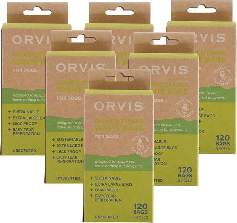 Orvis Compostable Waste Bags for Dogs, Extra Large, Unscented Green Dog Poo Bags, 48 Rolls, 720 Bags Total | Compostable Doggy Bags Made from Cornstarch, 9in x 14in in Saudi Arabia