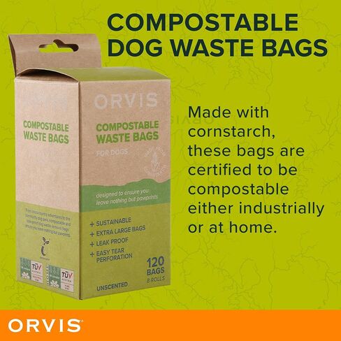 Orvis Compostable Waste Bags for Dogs, Extra Large, Unscented Green Dog Poo Bags, 48 Rolls, 720 Bags Total | Compostable Doggy Bags Made from Cornstarch, 9in x 14in in Saudi Arabia