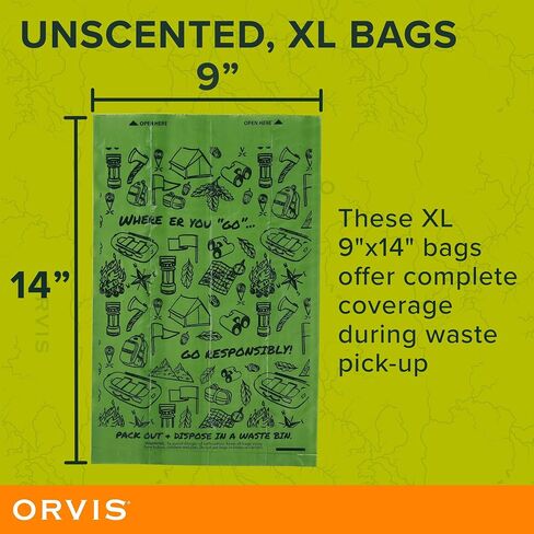 Orvis Compostable Waste Bags for Dogs, Extra Large, Unscented Green Dog Poo Bags, 48 Rolls, 720 Bags Total | Compostable Doggy Bags Made from Cornstarch, 9in x 14in in Saudi Arabia