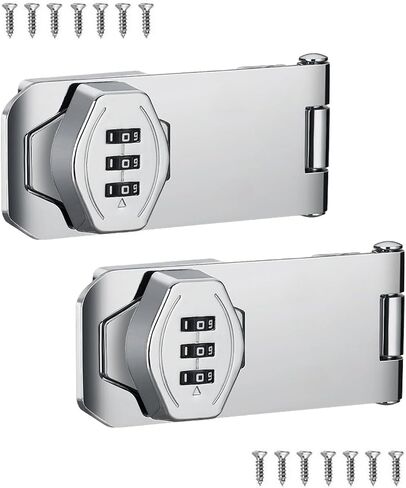 Password Rotary Hasp Locks, 2 Pack Door Security Slide Latch Lock,Black Digit Combination Lock for Small Doors, Cabinets, Barn Door, Bathroom, Outdoor, Garage, Garden in Saudi Arabia
