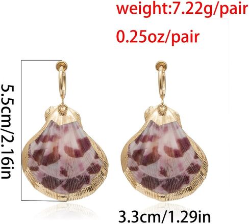 Gold Sea Shell Pendant Earring for Women Girls,Statement Boho Textured Ocean Wave Earrings,Retro Dainty Drop Earrings Jewelry Gifts for Friends in Saudi Arabia