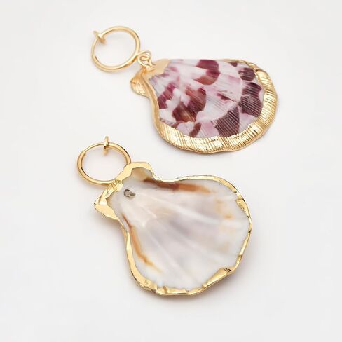 Gold Sea Shell Pendant Earring for Women Girls,Statement Boho Textured Ocean Wave Earrings,Retro Dainty Drop Earrings Jewelry Gifts for Friends in Saudi Arabia