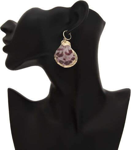 Gold Sea Shell Pendant Earring for Women Girls,Statement Boho Textured Ocean Wave Earrings,Retro Dainty Drop Earrings Jewelry Gifts for Friends in Saudi Arabia