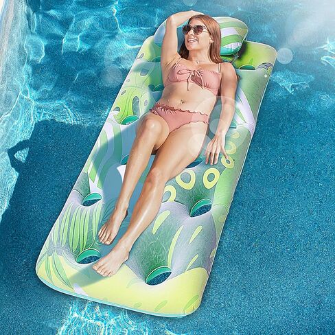 صالة السباحة العائمة القابلة للنفخ من Sloosh، مقاس 66 بوصة، مغطاة بنسيج فائق النعومة، عوامات قابلة للنفخ للبالغين في حمام السباحة في الصيف in Kuwait