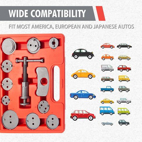 CARTMAN 12pc Heavy Duty Disc Brake Caliper Tool Kit, Universal Front and Rear Brake Piston Tool, Screw-in Wind Back Rewind and Piston Compression, Forces or Rotates Pistons into Calipers in Saudi Arabia