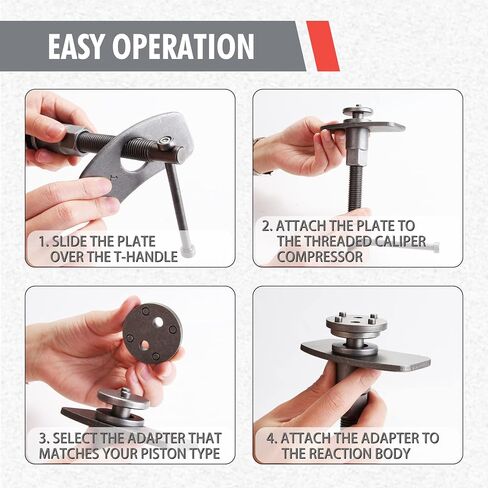 CARTMAN 12pc Heavy Duty Disc Brake Caliper Tool Kit, Universal Front and Rear Brake Piston Tool, Screw-in Wind Back Rewind and Piston Compression, Forces or Rotates Pistons into Calipers in Saudi Arabia