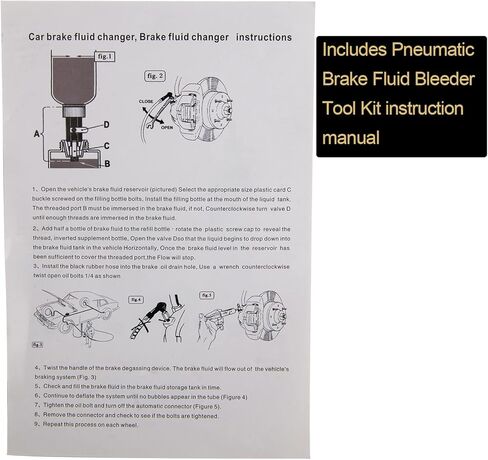 طقم نازف الفرامل الهوائية، طقم نازف الفرامل الفراغي لدراجة نارية شاحنة السيارة مع مستخرج وزجاجة إعادة التعبئة، 4 محولات أسطوانة رئيسية، 2 سدادات هواء سريعة (90-120 رطل لكل بوصة مربعة) in Kuwait