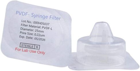 Sterile Syringe Filters [PVDF Hydrophobic Membrane] 25 mm Diameter 0.22 um Pore Size Individually Packaged 20/pk by Labfil in Saudi Arabia
